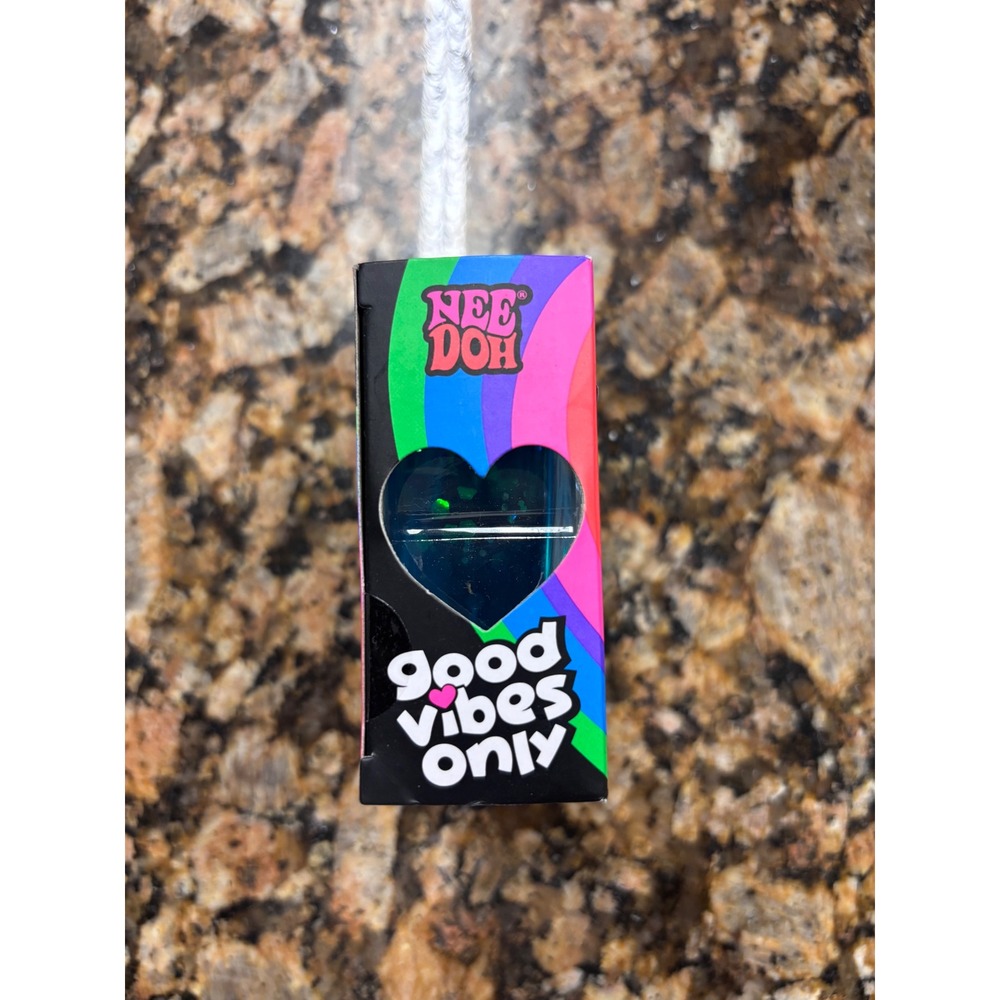 NeeDoh Good Vibes Only Glitter Heart Nee Doh BLUE New - Picture 4 of 7